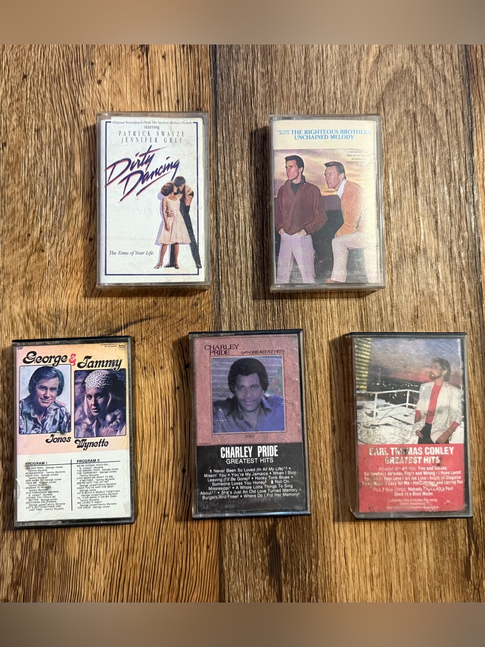 Lot of 5 Vintage Cassette Tape- George & Tammy,Charlie Pride,Righteous Brothers+